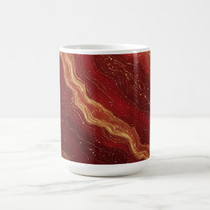 Caneca De Café Fundo Abstrato de Mármore Dourado Com Redemoinhos