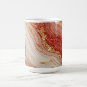 Caneca De Café Fundo Abstrato de Mármore Dourado com Redemoinhos 