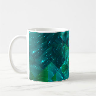 Caneca De Café fundo abstrato. mosaicbackgrou azul e verde