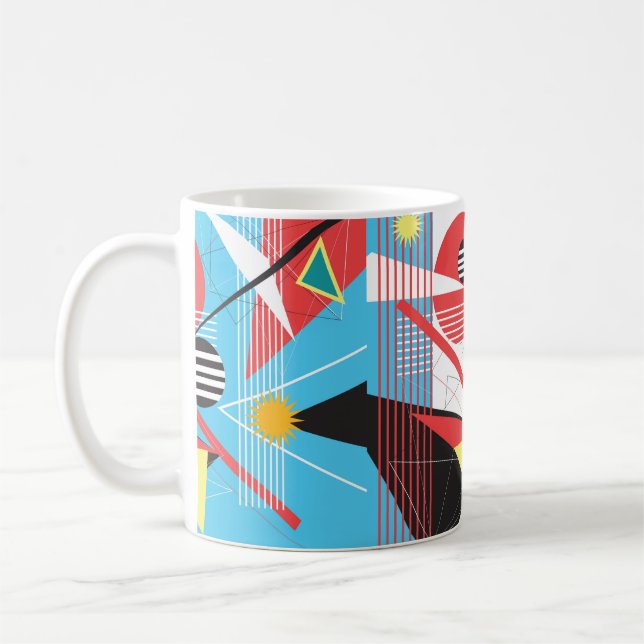 Caneca De Café fundo abstrato multicolorido do obj geométrico (Esquerda)