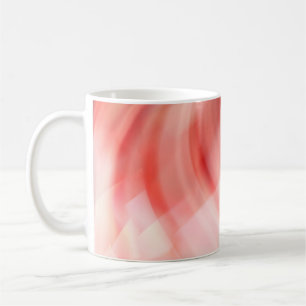Caneca De Café Fundo abstrato vermelho e rosa com anéis brancos 