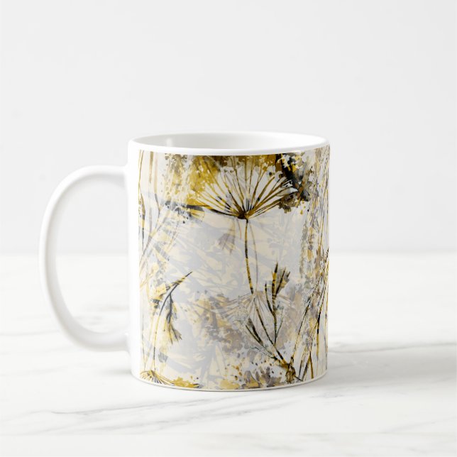 Caneca De Café fundo aquarela abstrato: dandelion, juniper (Esquerda)