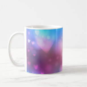 Caneca De Café fundo azul-borrão liso e cor-de-rosa com abstrato
