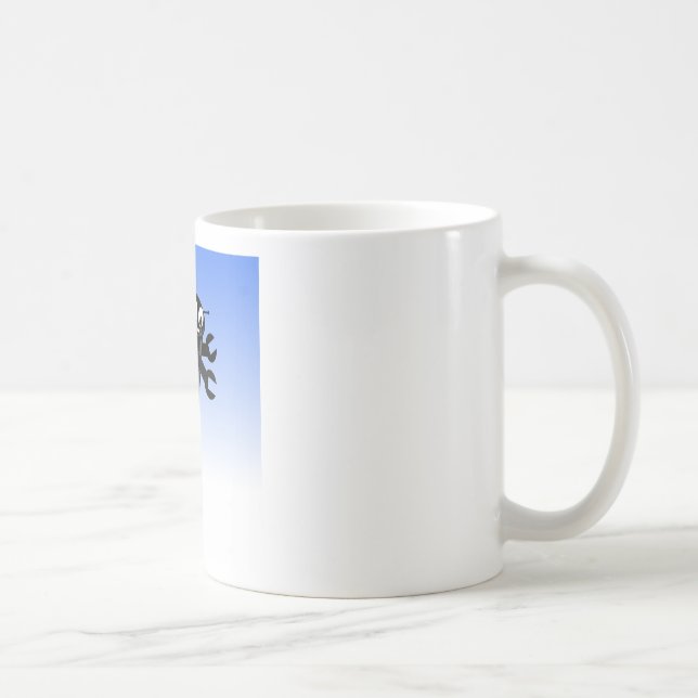 Caneca De Café Fundo Azul-Céu Azul-Robô Voador Negro (Direita)