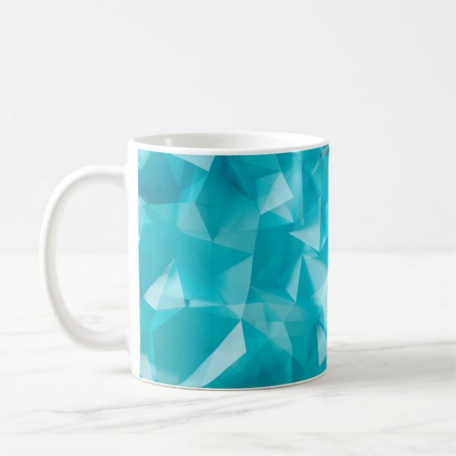 Caneca De Café Fundo azul turquesa com cristais, triângulo (Esquerda)
