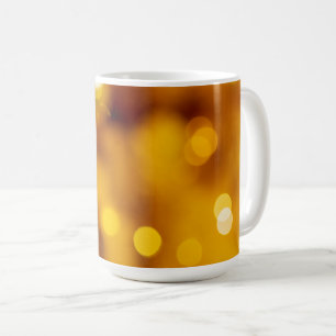 Caneca De Café Fundo Bokeh de Natal em Dourado Festivo