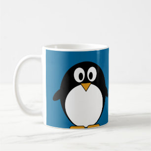 Caneca De Café fundo bonito do azul do pinguim dos desenhos
