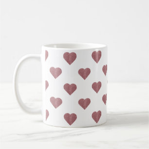 Caneca De Café Fundo Branco dos Corações Dourados com Rosa de bri