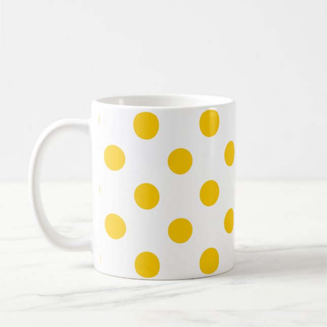 Caneca De Café Fundo Branco Pontos Amarelos (Esquerda)