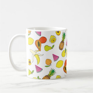 Caneca De Café Fundo com frutas suculentas. Fruta sem costura