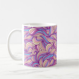 Caneca De Café Fundo com ondas de rabisco de abstrato