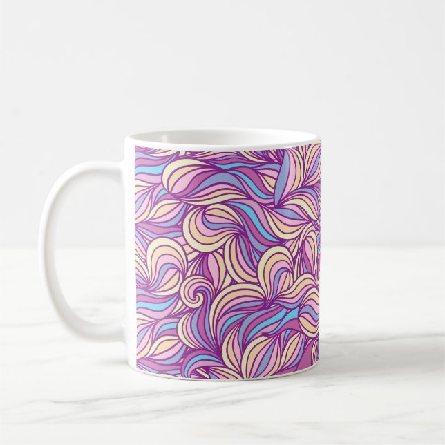 Caneca De Café Fundo com ondas de rabisco de abstrato  (Esquerda)