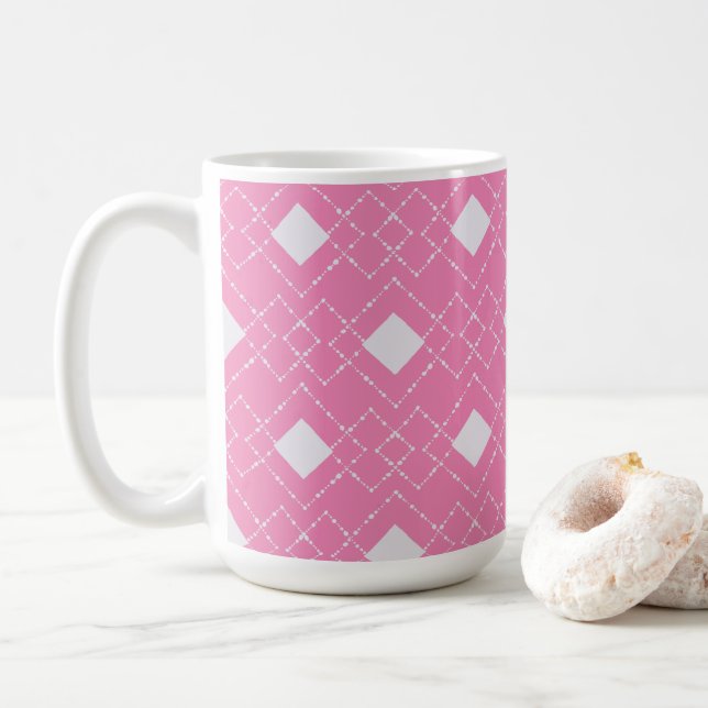 Caneca De Café Fundo Cor-de-rosa dos Ouros Brancos (Com Donut)