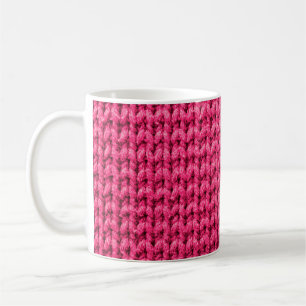 Caneca De Café Fundo cor-de-rosa. Textura de fios. Kn vertical