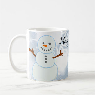 Caneca De Café Fundo da Cinza com flocos de neve e neve