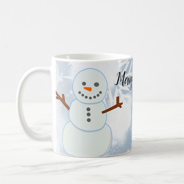 Caneca De Café Fundo da Cinza com flocos de neve e neve (Esquerda)