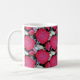 Caneca De Café Fundo da Flor de Rosas vermelhas Grandes