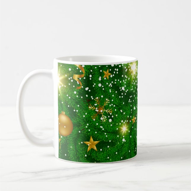 Caneca De Café Fundo das Árvores de Natal Design- 67181 (Esquerda)