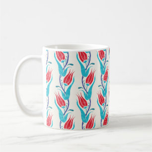 Caneca De Café Fundo das tulipas. Motif turca tradicional. costur