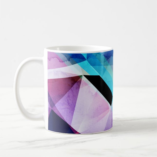Caneca De Café Fundo de Abstrato Geométrico com Aquarela (Esquerda)
