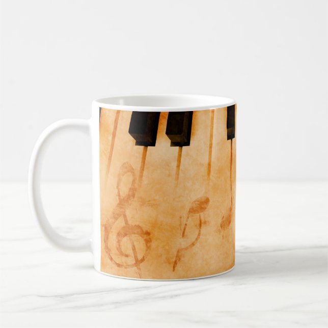 Caneca De Café fundo de abstrato musical - Teclado e música n (Esquerda)