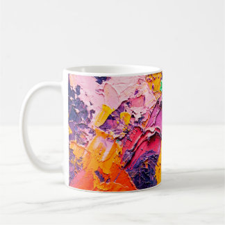 Caneca De Café fundo de abstrato. Pintura a óleo na canvas. M