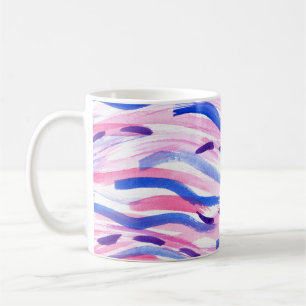Caneca De Café fundo de abstrato striped watercolor. Esfregão