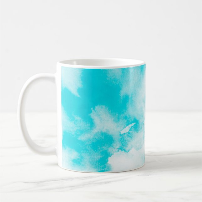 Caneca De Café Fundo de aquarela azul (Esquerda)