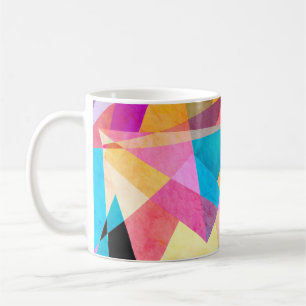 Caneca De Café Fundo de Aquarela Geométrica abstrato Colorida