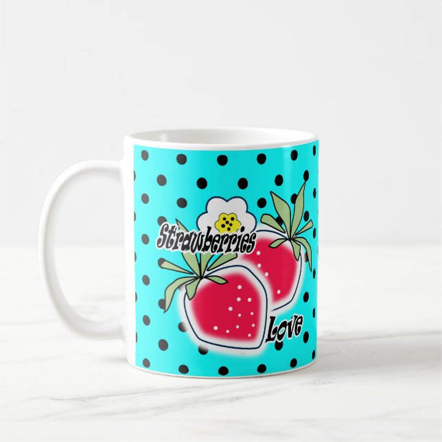 Caneca De Café Fundo de bolinhas turquesa (Esquerda)