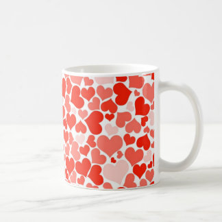 Caneca De Café Fundo de Corações Vermelhos