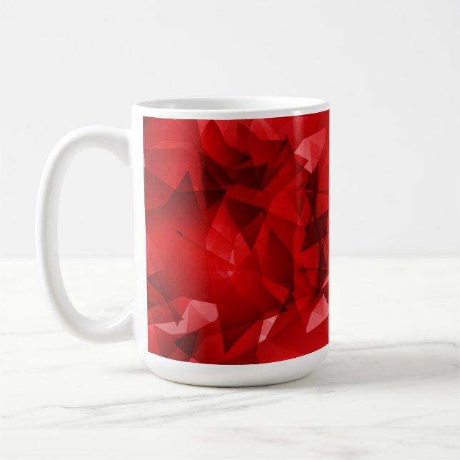 Caneca De Café Fundo de Cristal Geométrico Abstrato Vermelho (Esquerda)