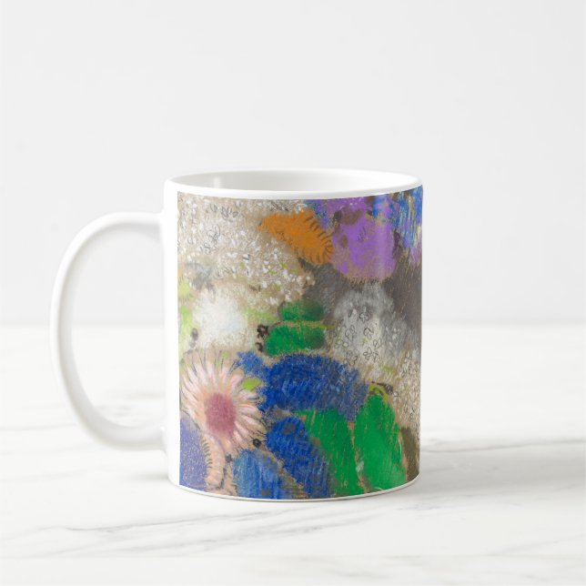 Caneca De Café Fundo de flores abstratas de Odilon Redon. (Esquerda)