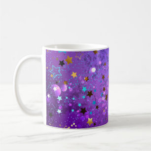 Caneca De Café Fundo de folhas roxas com estrelas