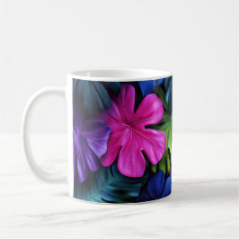 Caneca De Café Fundo de Folhas Tropicais de Monstera Neon Vibrant
