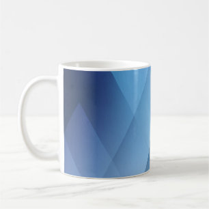 Caneca De Café fundo de luz abstrato. Padrão de triângulo azul.