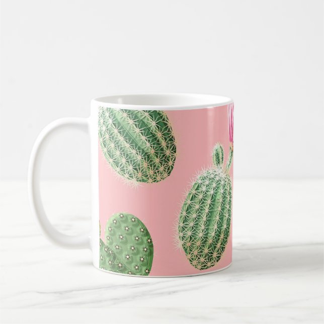 Caneca De Café Fundo de luz do Cacto Flor Rosa (Esquerda)