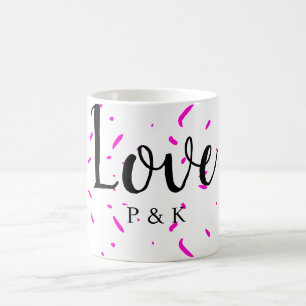 Caneca De Café Fundo de nome de amor abstrato rosa minimalista si