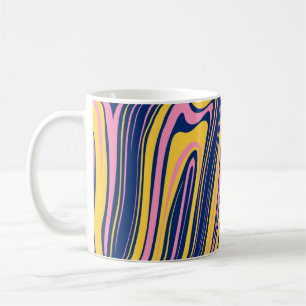 Caneca De Café Fundo de Ondas de Cores do Estilo 1960s. Psicde Wa