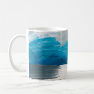 Caneca De Café Fundo de pintura de Abstrato azul, Cinza e branco