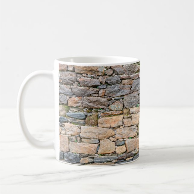 Caneca De Café fundo de textura de pedra, fotoabandonada, (Esquerda)