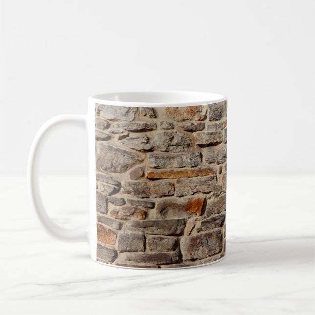 Caneca De Café Fundo de textura rústica da parede da pedra (Esquerda)