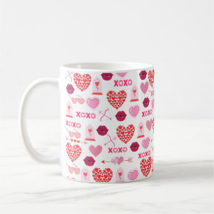 Caneca De Café Fundo do Namorados de Padrão no Dia 2024 com Coraç