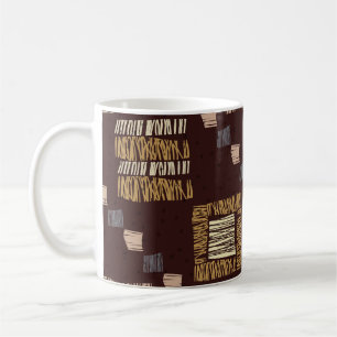 Caneca De Café Fundo Etônico Marrom Geométrico