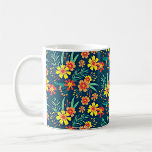 Caneca De Café Fundo Floral Belo Design