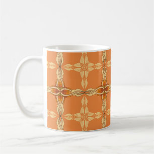 Caneca De Café Fundo laranja com tribo abstrato repetido