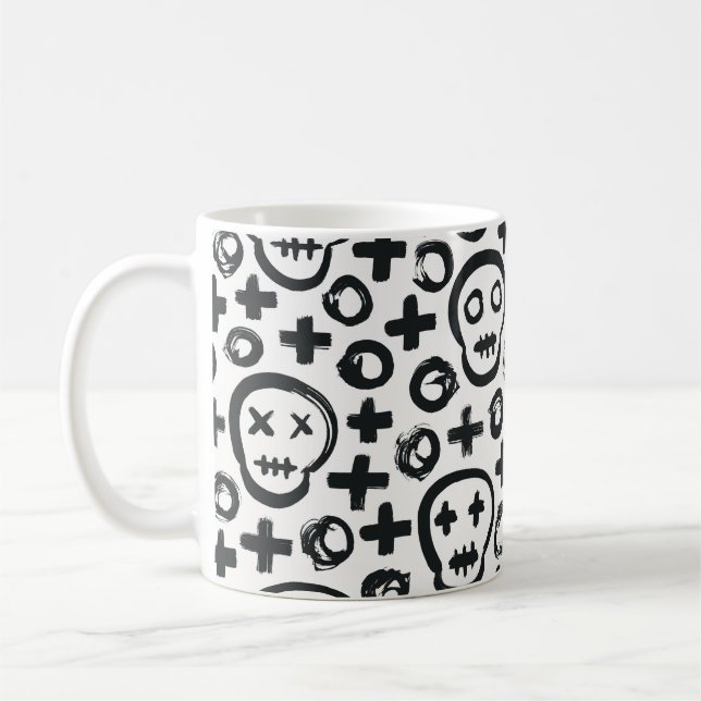 Caneca De Café Fundo perfeito do crânio. Condecoração superficial (Esquerda)