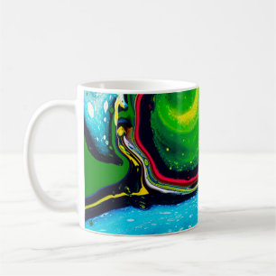 Caneca De Café fundo pintado à mão de abstrato, acrílico líquido