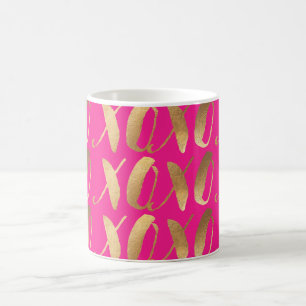 Caneca De Café Fundo PixDezines xoxo/Faux Dourado/DIY
