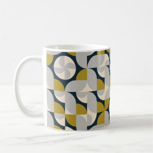 Caneca De Café Fundo Retroativo Geométrico de Vintage Moderno